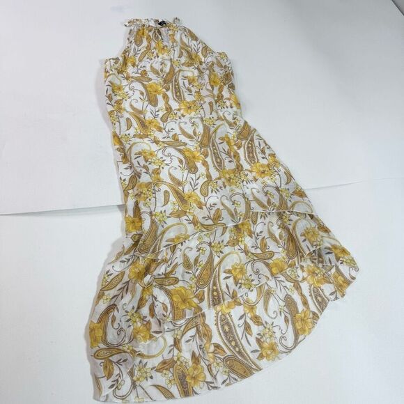 Mlle Gabrielle Dress Womens Extra Large Yellow Sleeveless Paisley Pattern Maxi - Picture 2 of 10